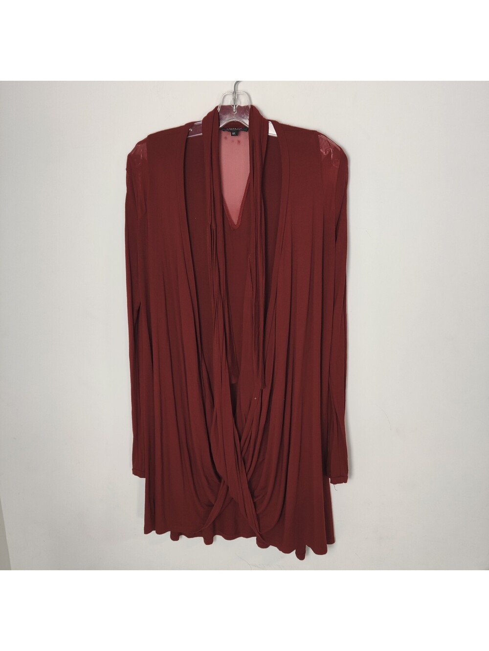 ODASI Denis Gagnon Rust Terracotta Drape Waterfall Duster Cardigan Tunic M/L